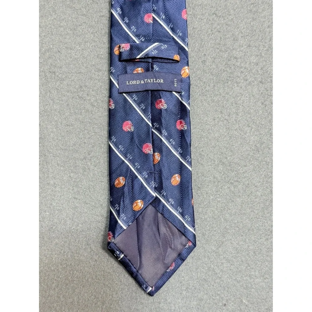 Lord Taylor Boys Navy Blue Silk Football Helmet and Ball Necktie